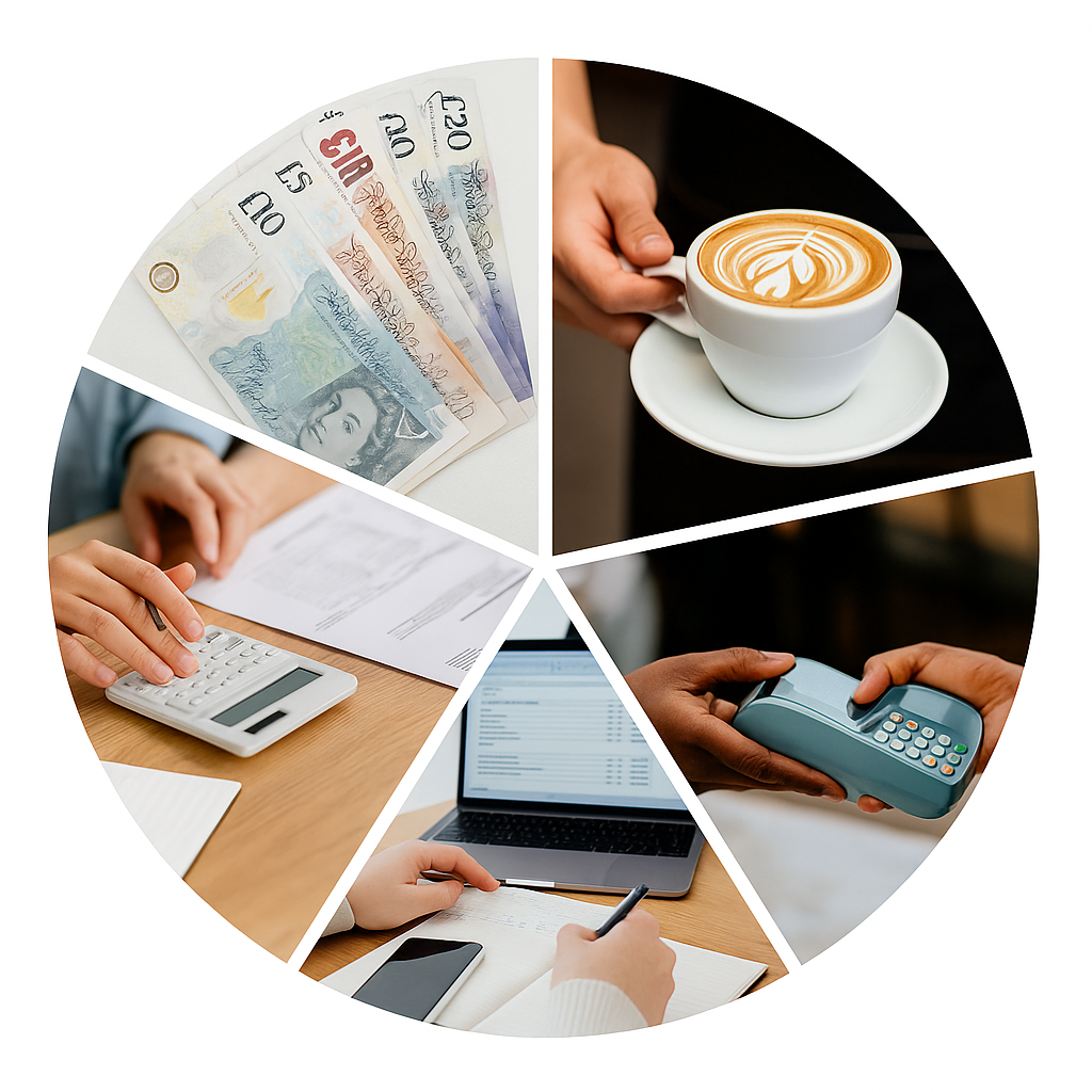 Café owner managing cash flow and expense tracking