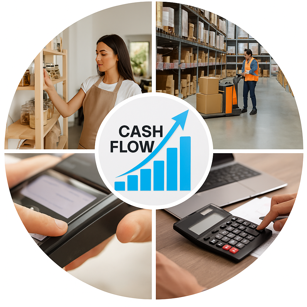 Retail Cash Flow Planning, Retail manager reviewing cash flow dashboar