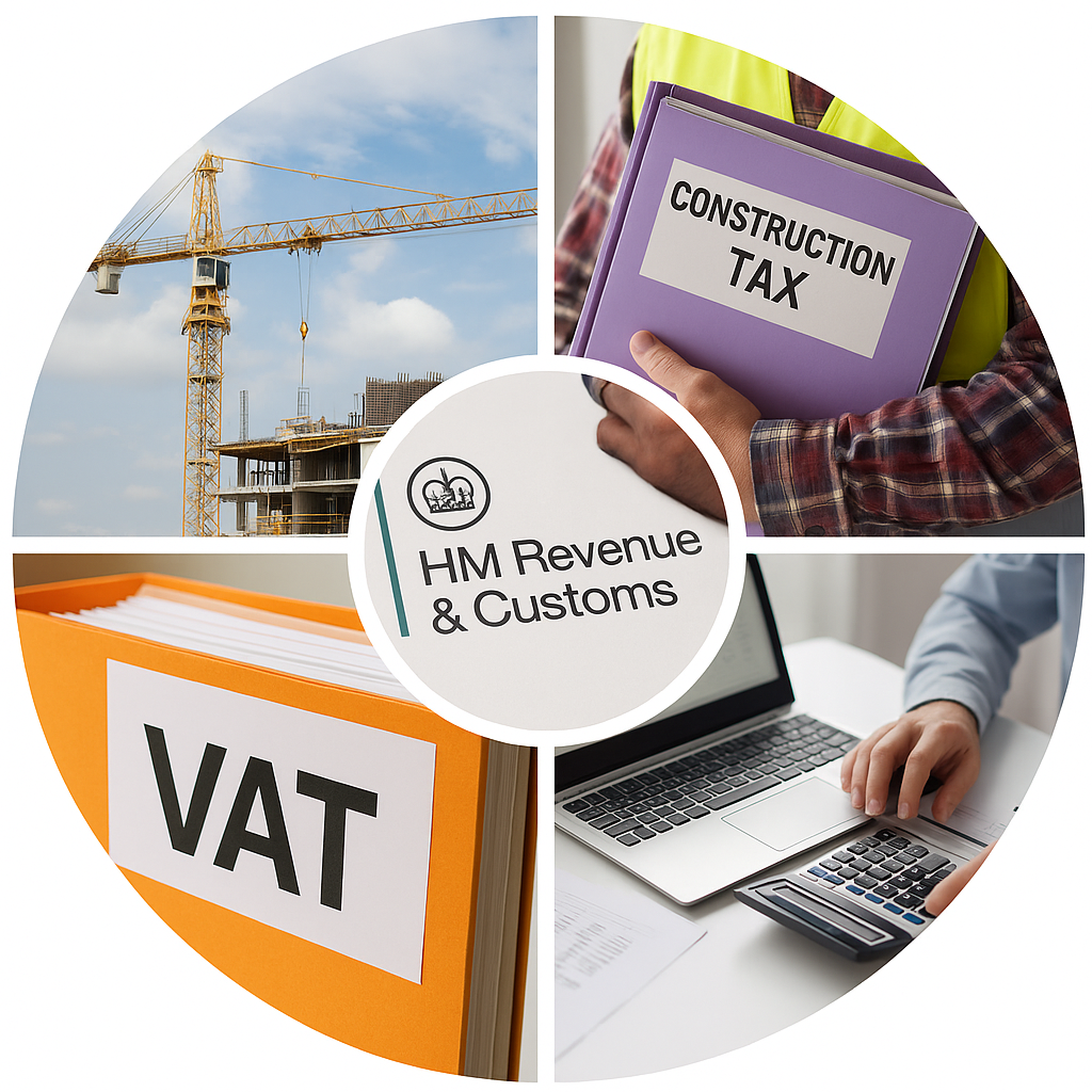Construction business owner reviewing VAT and tax rules