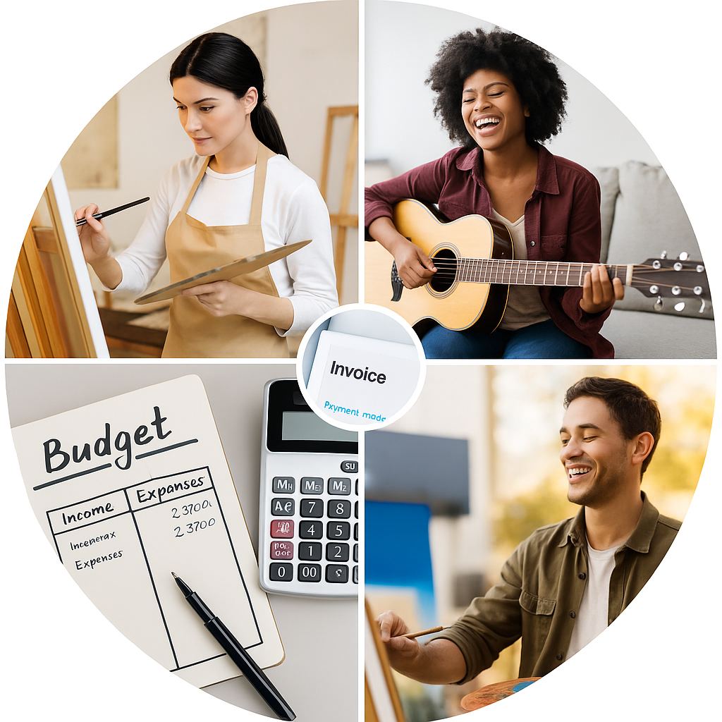 Creative professional managing income and budgeting