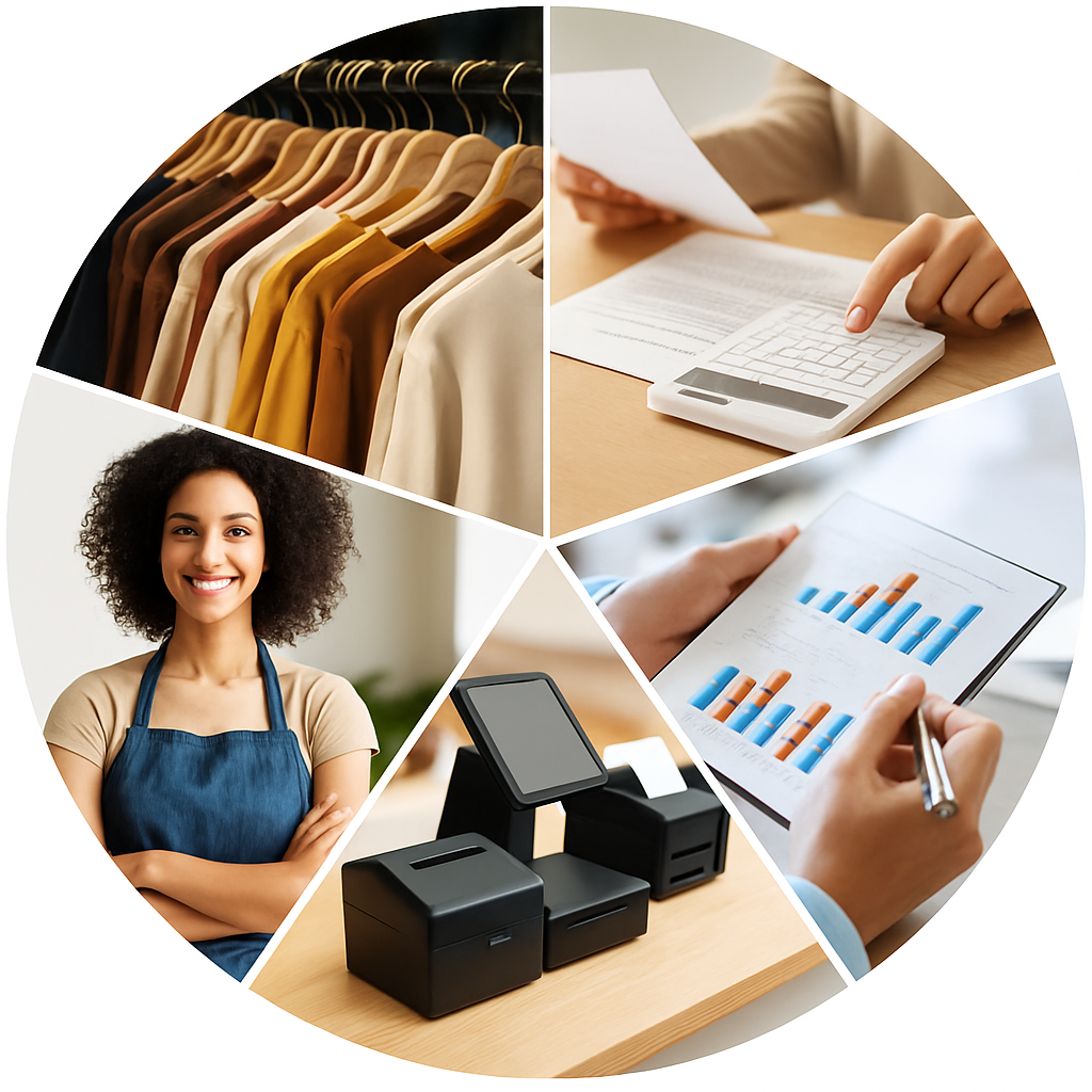 Profit Margin Boosters Store owner checking sales reports to improve profit margins