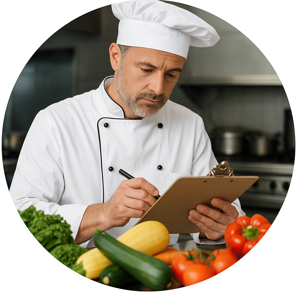 Chef planning menu based on seasonal produce
