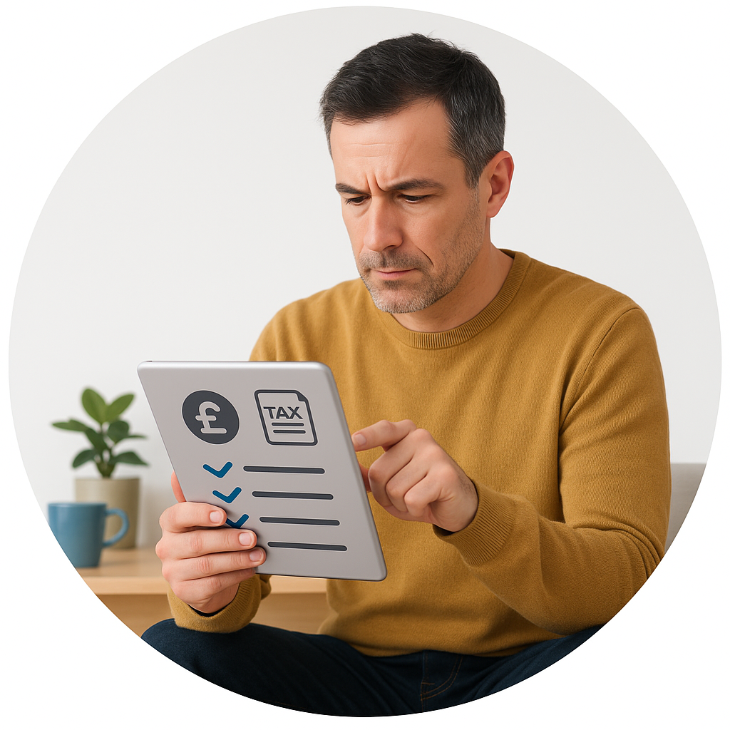 Sole trader reviewing tax checklist on a digital tablet